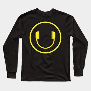 DJ HEADPHONES SMILEY FACE Long Sleeve T-Shirt